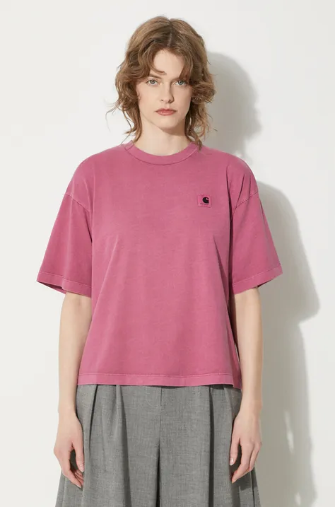 Βαμβακερό μπλουζάκι Carhartt WIP S/S Nelson T-Shirt γυναικείο, χρώμα: ροζ, I033051.1YTGD