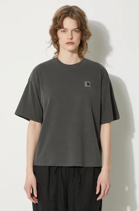 Βαμβακερό μπλουζάκι Carhartt WIP S/S Nelson T-Shirt γυναικείο, χρώμα: γκρι, I033051.98GD
