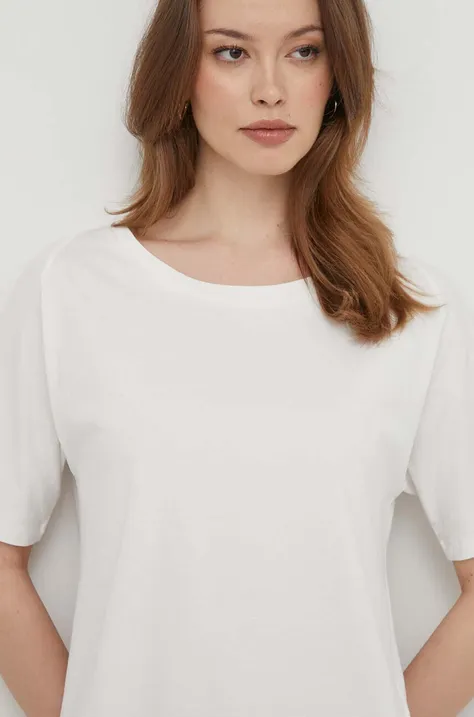 Bombažna kratka majica Geox W4510A-T3091 W T-SHIRT ženska, bela barva
