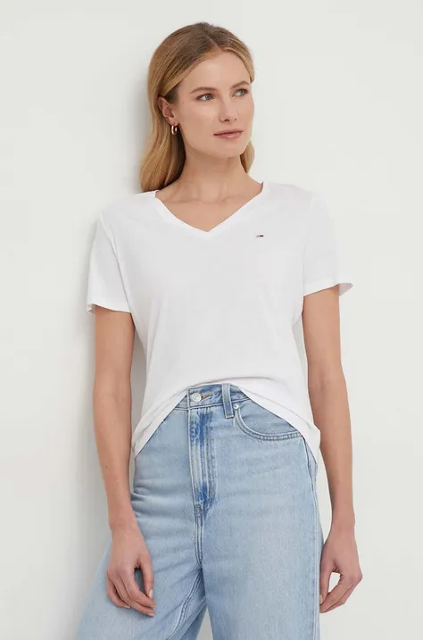 Βαμβακερό μπλουζάκι Tommy Jeans 2-pack γυναικεία