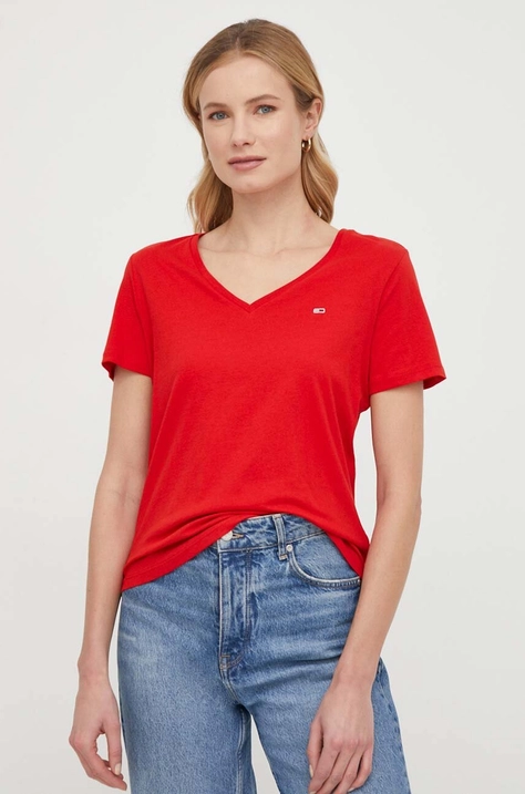 Βαμβακερό μπλουζάκι Tommy Jeans 2-pack γυναικεία