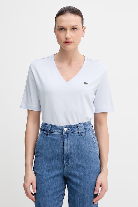 Lacoste T-shirt basic damski bawełniany niebieski TF7300