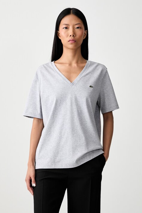 Lacoste basic t-shirt γυναικείο βαμβακερό γκρί TF7300