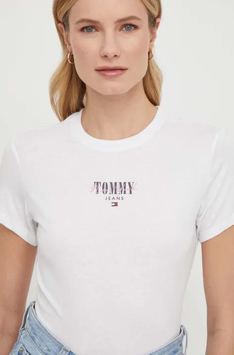 Tričko Tommy Jeans dámsky,biela farba,DW0DW17839