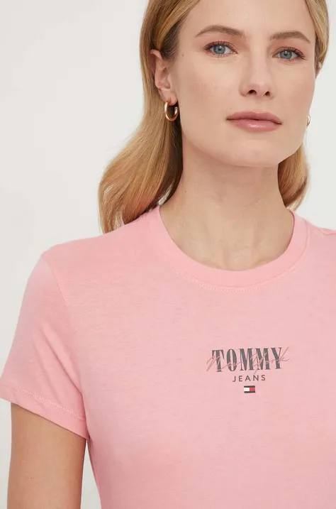 Tričko Tommy Jeans dámsky,ružová farba,DW0DW17839