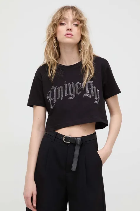 Bombažna kratka majica Aniye By ženski, črna barva