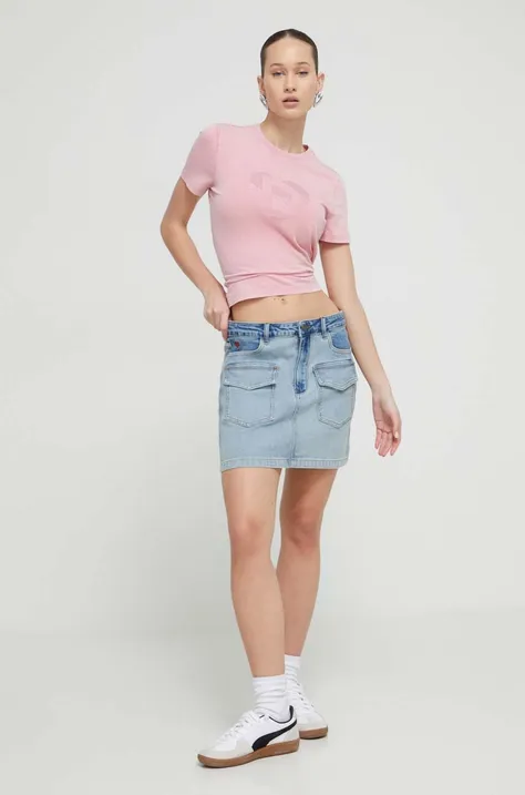 Kratka majica Desigual ženski, roza barva