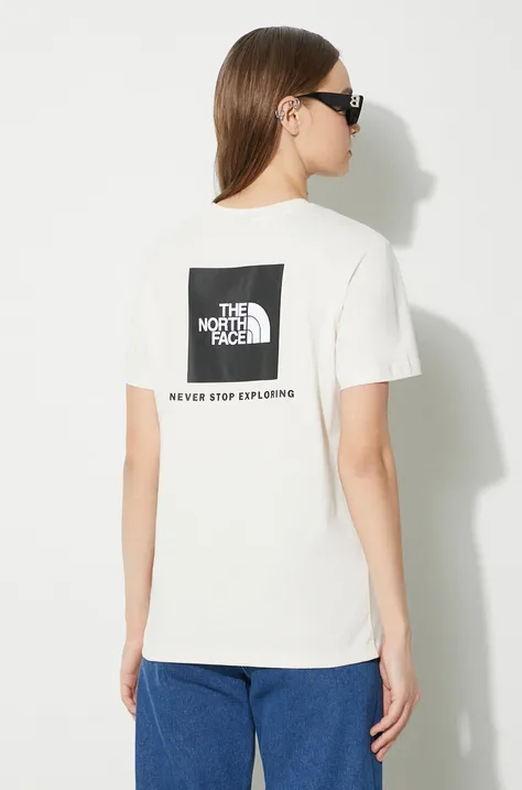 The North Face t-shirt bawełniany W S/S Relaxed Redbox Tee damski kolor beżowy NF0A87NKQLI1