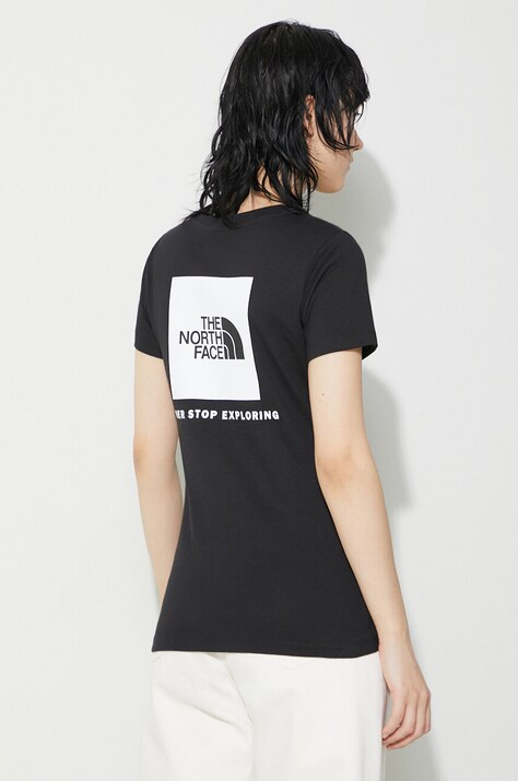 The North Face cotton t-shirt W S/S Redbox Slim Tee women’s black color NF0A87NMJK31