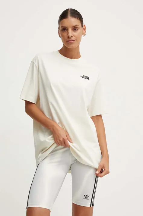 Pamučna majica The North Face W S/S Essential Oversize Tee za žene, boja: bež, NF0A87NQQLI1