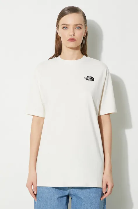 The North Face cotton t-shirt W S/S Essential Oversize Tee women’s beige color NF0A87NQQLI1