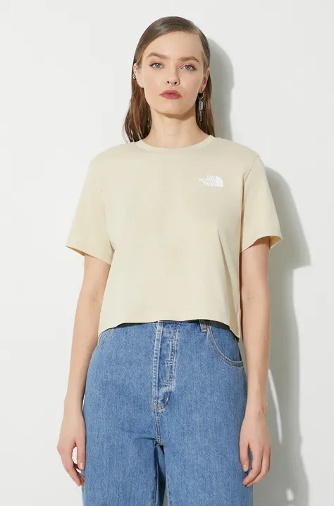 The North Face t-shirt W Cropped Simple Dome Tee women’s beige color NF0A87U43X41