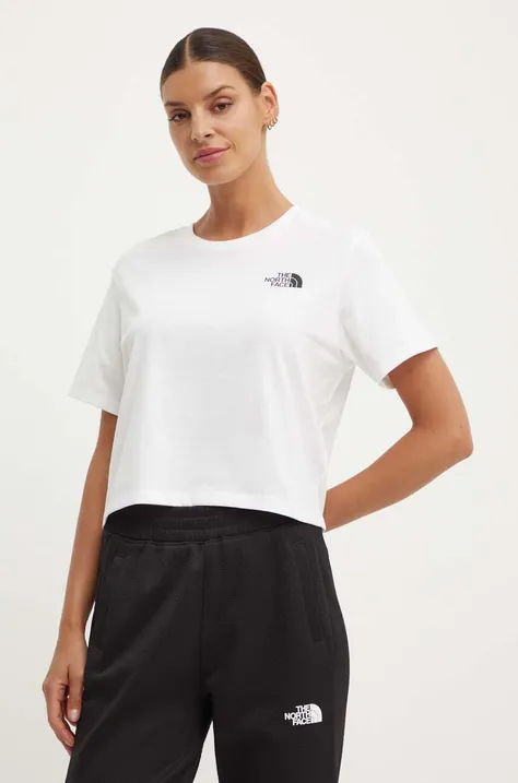 The North Face t-shirt W Simple Dome Cropped Slim Tee női, fehér, NF0A87U4FN41