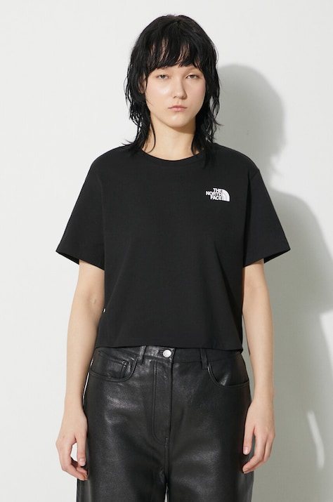 The North Face tricou W Simple Dome Cropped Slim Tee femei, culoarea negru, NF0A87U4JK31