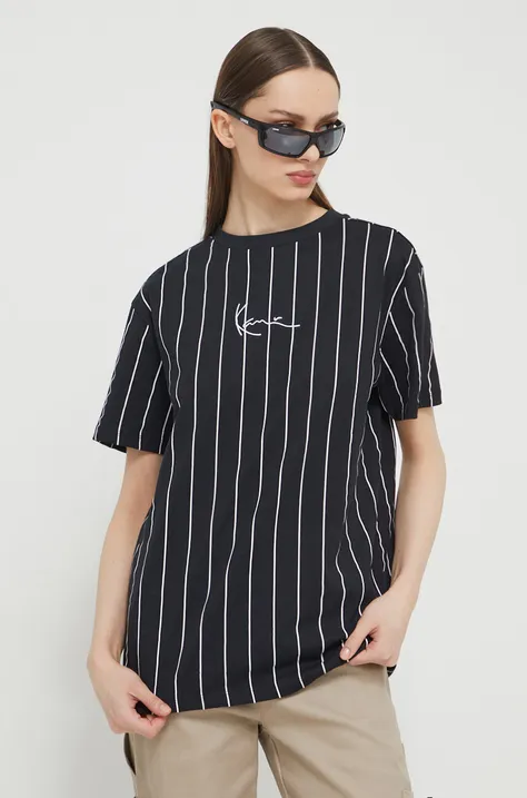 Bavlnené tričko Karl Kani dámsky, čierna farba