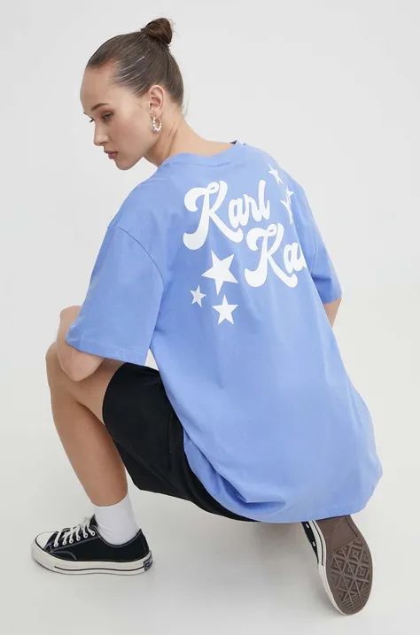 Karl Kani t-shirt bawełniany damski kolor niebieski