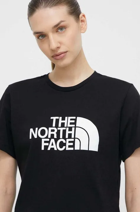 Βαμβακερό μπλουζάκι The North Face γυναικεία, χρώμα: μαύρο
