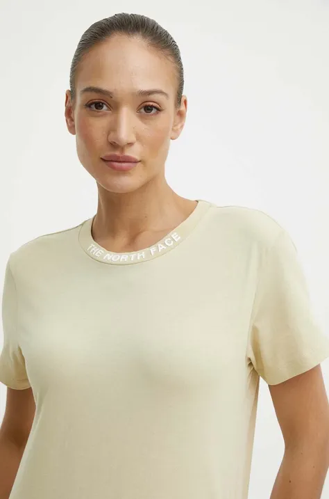 Бавовняна футболка The North Face жіноча колір бежевий NF0A87DJ3X41
