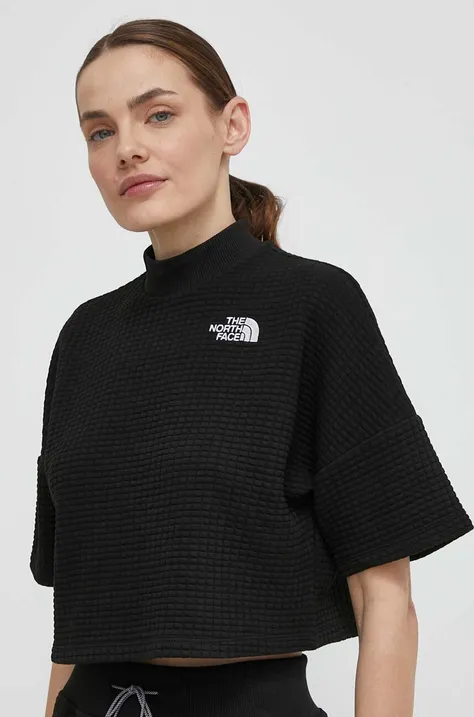 The North Face t-shirt női, félgarbó nyakú, fekete, NF0A853XJK31