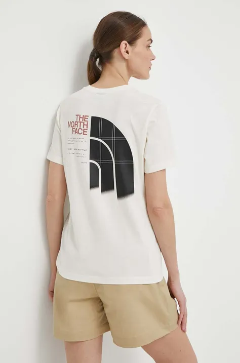 Pamučna majica The North Face za žene, boja: bež, NF0A87F0QLI1