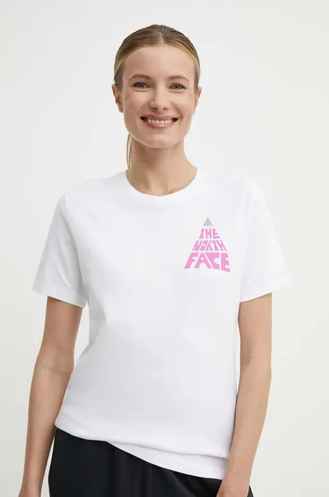 Bavlnené tričko The North Face dámske, biela farba, NF0A87ESFN41