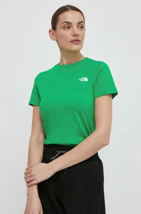 The North Face t-shirt női, zöld, NF0A87NHPO81