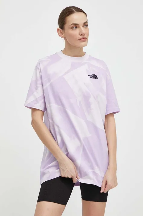 Βαμβακερό μπλουζάκι The North Face γυναικείο, χρώμα: μοβ, NF0A881FUI61