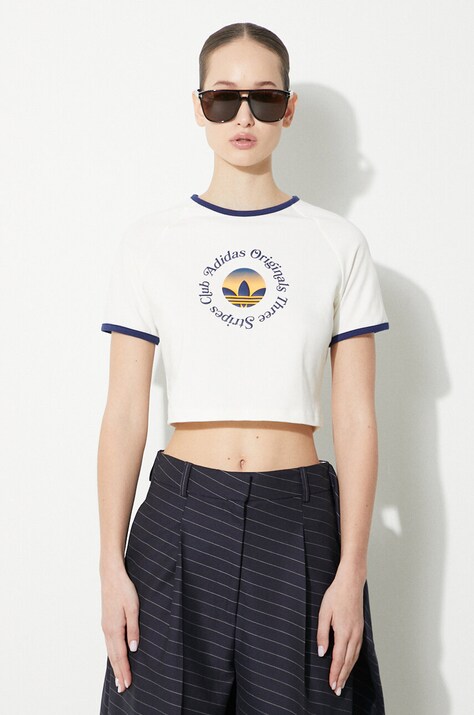 Футболка adidas Originals GFX Baby Tee жіноча колір бежевий JG8058