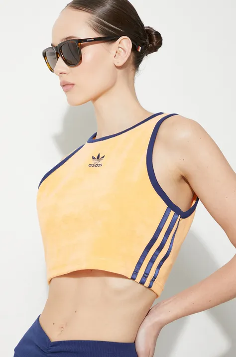 adidas Originals top Terry Crop Tank femei, culoarea portocaliu, JH0621