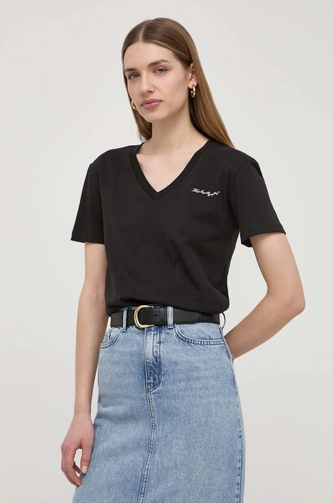 Karl Lagerfeld tricou din bumbac femei, culoarea negru