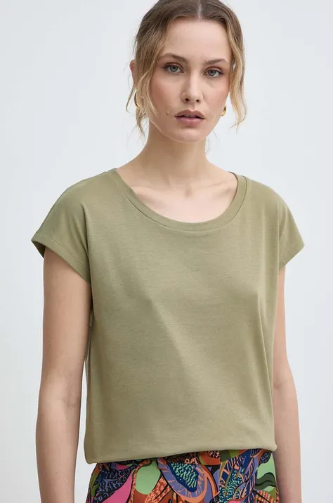 Βαμβακερό μπλουζάκι MAX&Co. γυναικείο, χρώμα: πράσινο, 2416941014200