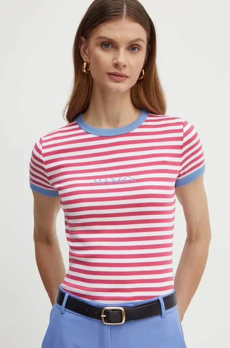 Βαμβακερό μπλουζάκι MAX&Co. γυναικείο, χρώμα: ροζ, 2416971023200