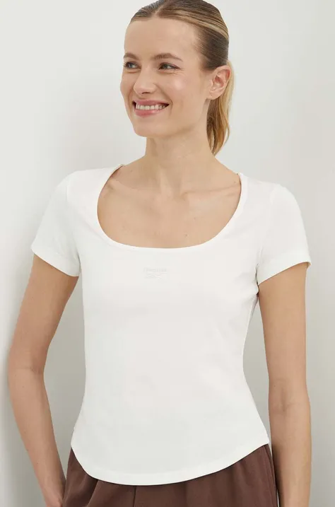 Kratka majica Reebok Classic Wardrobe Essentials ženska, bež barva, 100076094
