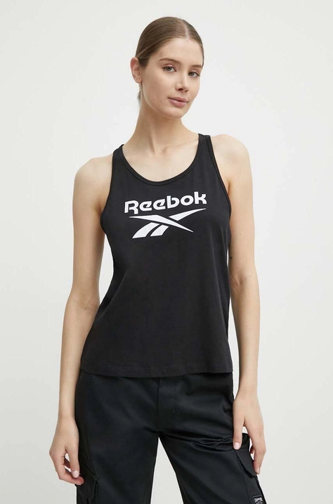 Pamučni top Reebok Identity boja: crna, 100034778