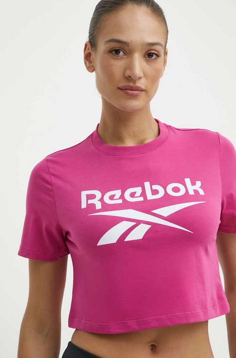 Reebok pamut póló Identity női, rózsaszín, 100037588