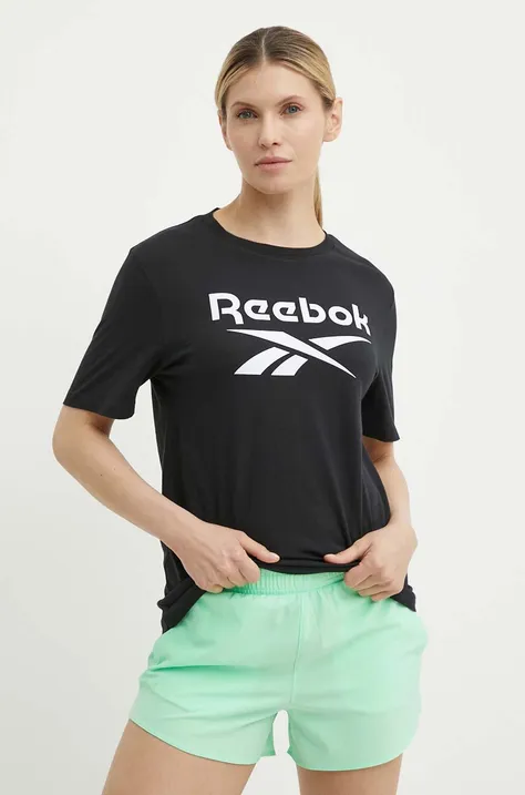 Βαμβακερό μπλουζάκι Reebok Identity γυναικείο, χρώμα: μαύρο, 100034774