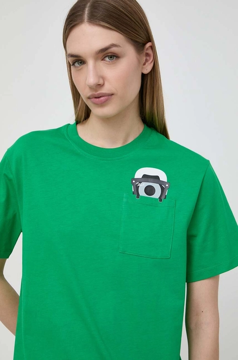 Karl Lagerfeld t-shirt bawełniany x Darcel Disappoints damski kolor zielony