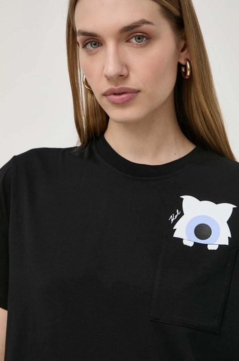 Karl Lagerfeld tricou din bumbac x Darcel Disappoints femei, culoarea negru