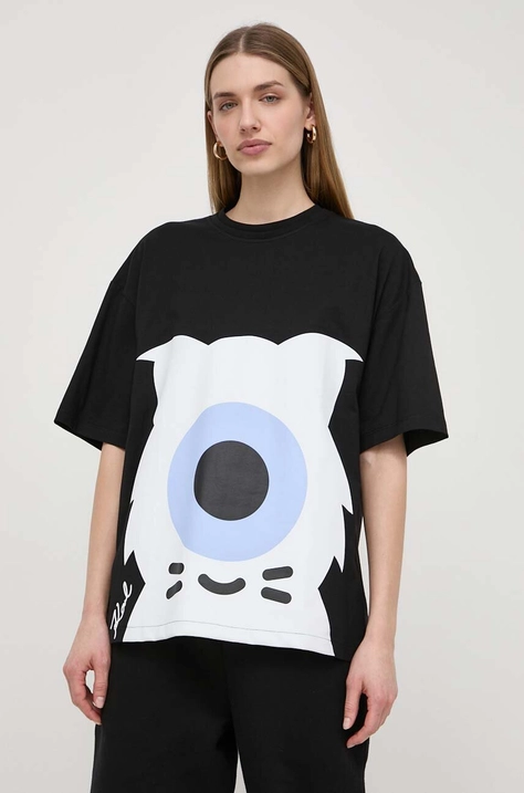 Karl Lagerfeld tricou din bumbac x Darcel Disappoints femei, culoarea negru