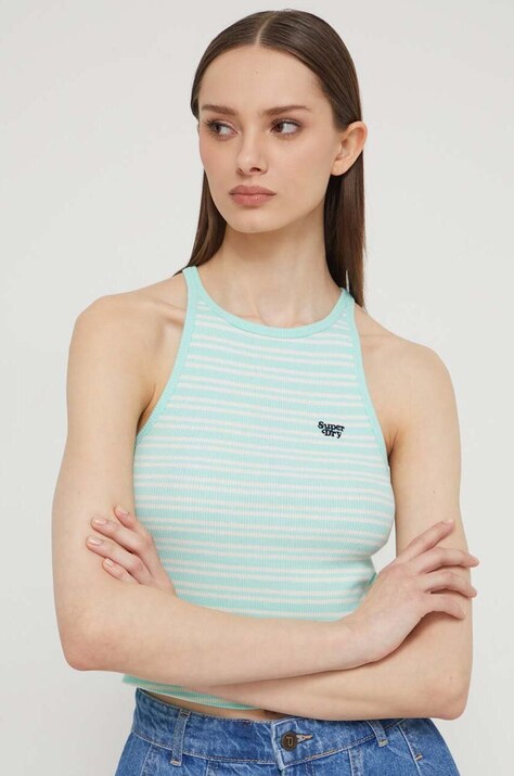 Бавовняний топ Superdry колір зелений
