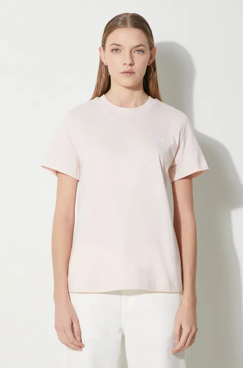 Βαμβακερό μπλουζάκι New Balance Jersey Small Logo γυναικείο, χρώμα: ροζ, WT41509OUK