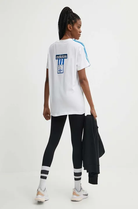 Βαμβακερό μπλουζάκι adidas Originals γυναικείο, χρώμα: άσπρο, IU2475