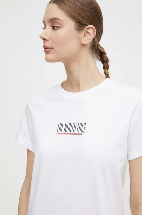 Βαμβακερό μπλουζάκι The North Face γυναικείο, χρώμα: άσπρο, NF0A87E9FN41