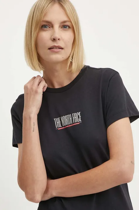 Βαμβακερό μπλουζάκι The North Face γυναικείο, χρώμα: μαύρο, NF0A87E9JK31