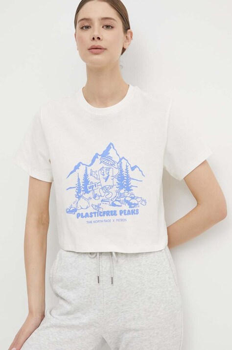 The North Face tricou din bumbac femei, culoarea bej, NF0A87E0QLI1