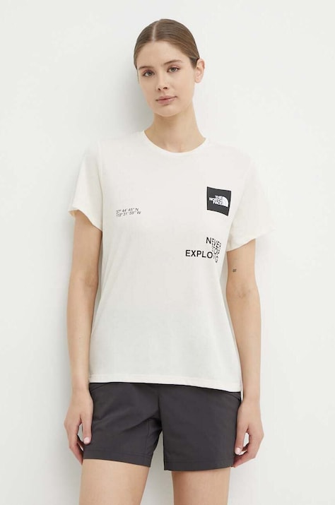 The North Face tricou sport Foundation Coordinates culoarea bej, NF0A882WQLI1