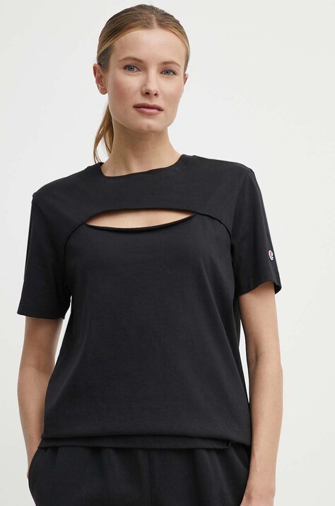 Champion tricou din bumbac femei, culoarea negru, 117348