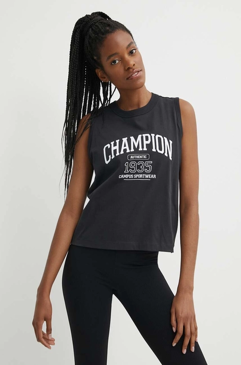 Champion top bawełniany kolor czarny 117208