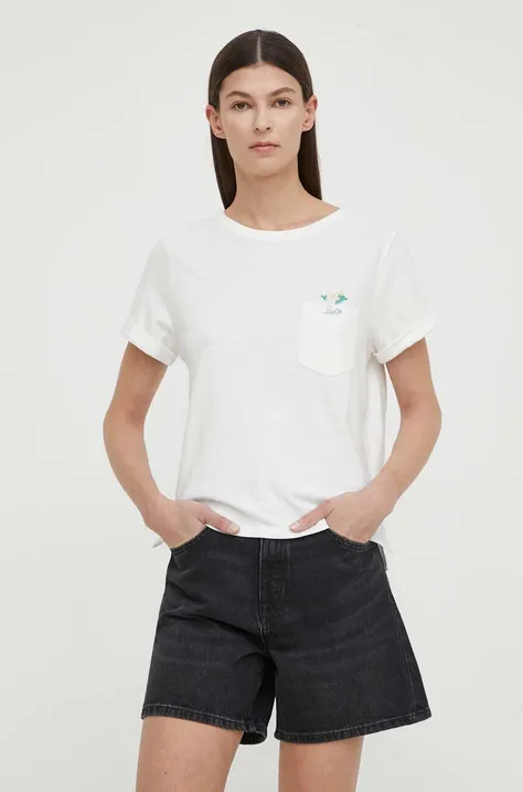 Bavlnené tričko Levi's dámsky, biela farba