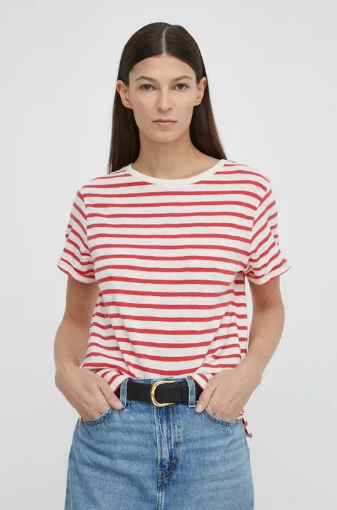 Bavlnené tričko Levi's dámsky, červená farba